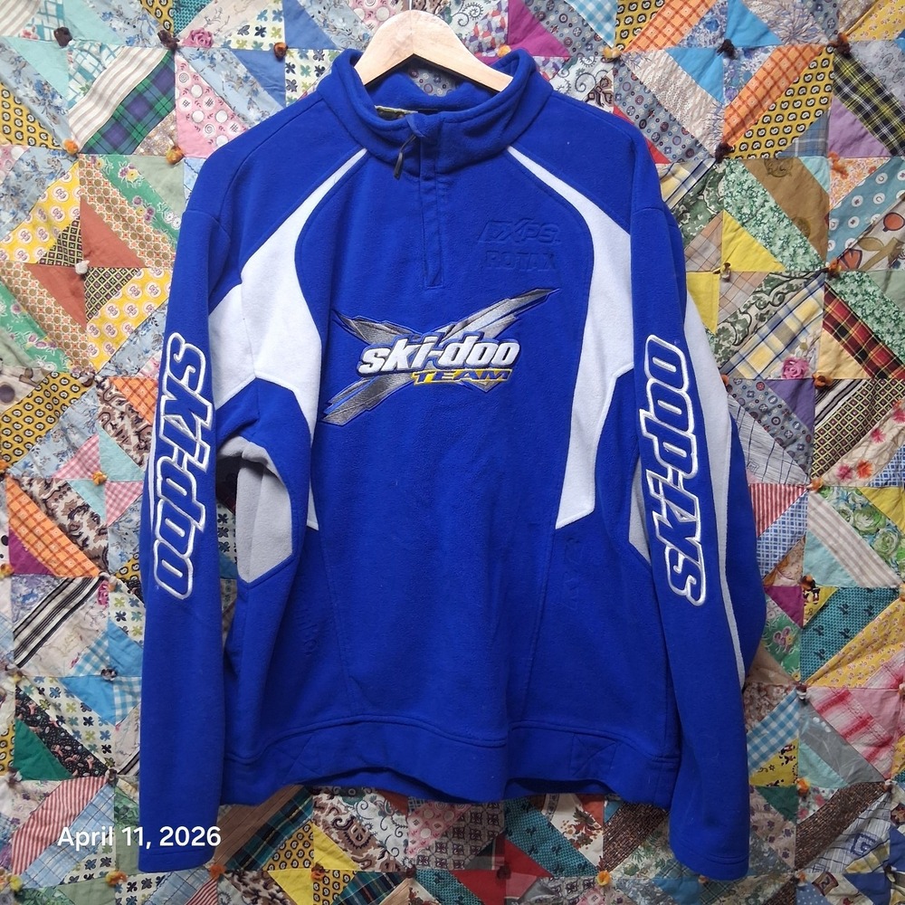Ski-Doo Team BRP Rotax Racing Fleece Pullover 1/4 Zip‎ Blue Size Large Soft